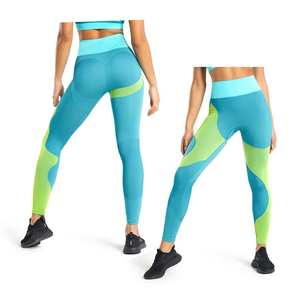 Leggings de yoga taille haute pleine longueur, color block, en Spandex et Nylon, sans couture, extensibles, pour femme - Product Image 4