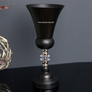 Jarrón de Flores con Hojas Doradas y Acabado Blanco, Diseño Elegante, Adorno para el Hogar, Último Diseño, Forma Redonda de Metal de Aluminio - Product Image 5