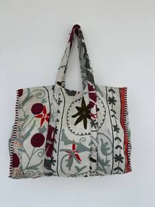 Vintage Boho Kantha Suzani Tote <b>Bag</b> – Handcrafted Cotton Embroidered Carryall with Tribal <b>Patchwork</b> Artisan Design - Product Image 5