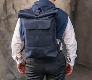 Genuine Leather <b>Roll</b> Top <b>Backpack</b> Mens Tactical Travel Bag Cowhide Laptop Rucksack Multi Function Design LTBP-0136 - Product Image 6