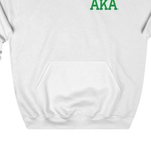 AKA White Hoodie <b>Green</b> Crest Print Fleece Pullover Unisex Greek Sorority Sweatshirt OEM ODM Wholesale - Product Image 3
