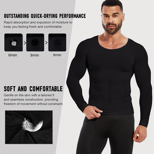 T-shirt de compression à manches longues pour homme, logo personnalisé, séchage rapide, respirant, vêtements de sport pour la compétition et la salle de sport - Product Image 2