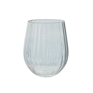 Verres à vin sans pied en plastique à design côtelé de couleur personnalisée pour la maison, les fêtes et les restaurants - Product Image 1