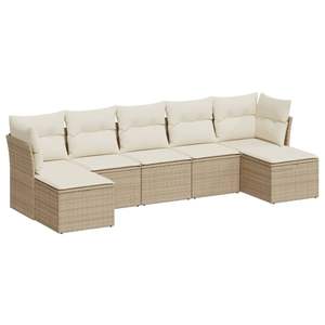 Grand ensemble de canapés de jardin en polyrotin beige avec structure en acier thermolaqué – Élégant ensemble extérieur spacieux - Product Image 2