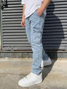 Fabricante Profesional, Venta al Por Mayor Personalizada, Jeans Cargo Ligeros de Color Azul Claro para Hombre, Estilo Multibolsillos de Alta Calidad - Product Image 2
