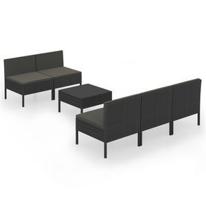 Set Lounge da Giardino in Rattan Nero per 6 Persone, Resistente alle Intemperie, Arredamento da Esterno dal Design Contemporaneo - Product Image 2