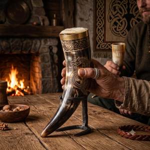 Cuenco para Beber de Cuerno Vikingo Tradicional, Mitología Nórdica, Hecho a Mano, Cuenco Vikingo Rústico Medieval, Auténtico Cuenco Nórdico Vikingo - Product Image 2