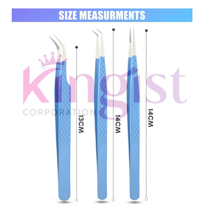 Pinces à cils de haute qualité, écologiques, à pointe en fibre, avec poignée diamantée, ensemble de 9 pièces en acier japonais précis, finition dorée - Product Image 2