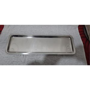 Plateau de service en métal argenté, plateau à collation et à fruits en acier inoxydable, facile à nettoyer, qualité industrielle, plateau de cafétéria pour la maison et la restauration - Product Image 4