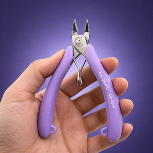 Ensemble d'outils professionnels pour la fabrication de bijoux, 5 pièces, kit de pinces de précision avec poignées confort violettes, support en bois pour bijoux - Product Image 4