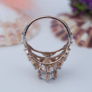 Bague d'éternité pour femme en argent 925 plaqué or jaune, sertie de cinq pierres de moissanite ovales, certifiée - Product Image 5