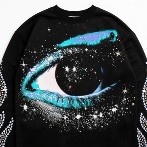 Eyre Sports Wear Oversized Rhinestone Streetwear T <b>Shirt</b> 100% Cotton Soft Quick Dry Long Sleeve Unisex Eco-Friendly <b>Flame</b> - Product Image 3