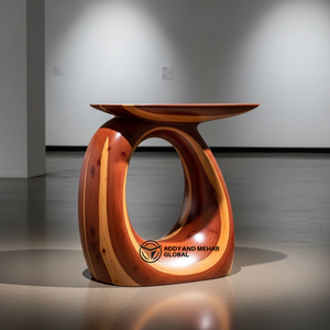 Table d'appoint ovale de luxe en bois massif, ottoman et table d'appoint modernes faits à la main pour mobilier de maison et d'hôtel de designer - Product Image 1