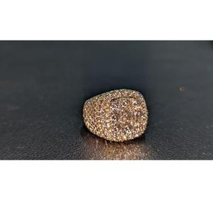 Unisex 18K <b>Gold</b> Filled Natural Stone Luxury <b>Cocktail</b> <b>Ring</b> Shield Shape Pave Setting Hiphop Style Everyday Wear - Product Image 2