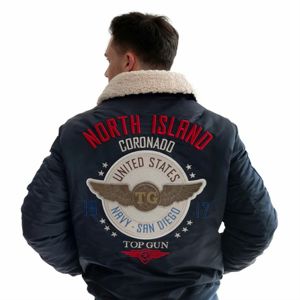 Blouson bomber bleu marine pour homme, respirant, col montant, doublure en sherpa, fermeture éclair, vêtements d'hiver, streetwear, style moto - Product Image 2
