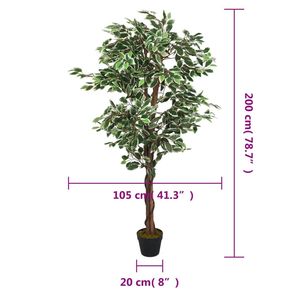 Arbre artificiel Ficus extra-haut avec troncs en bois vert - Product Image 5