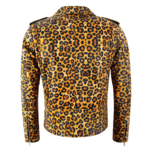 <b>Smart</b> Range Leather <b>Mens</b> Leopard Print Napa Leather Biker <b>Jacket</b> Brando Style Cross Zip Motorcycle <b>Jacket</b> OEM ODM Manufacturer - Product Image 3