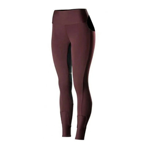 Culotte d'équitation taille haute en silicone intégral bordeaux avec compression et poche latérale - Product Image 2