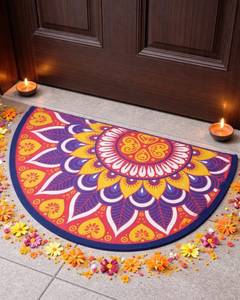 2026 Model Bohemian Floral <b>Half</b> Round Door Mat Red Blue Mandala Pattern Anti <b>Slip</b> Home Decor Made In Bangladesh - Product Image 2