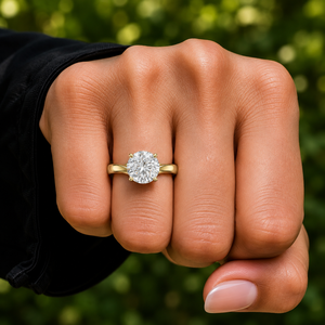 Round Cut Lab Grown Diamond Ring Floral <b>Basket</b> Tulip Setting Rings IGI Certified DEF VVS 14K Solid Gold Bridal Wedding Rings OEM - Product Image 2