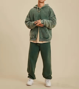 Wholesale <b>Men's</b> Mineral Washed Full Zip Heavyweight Fleece <b>Hoodie</b> Custom Oversized Streetwear <b>Hoodie</b> Custom Made By Twin <b>City</b> - Product Image 6