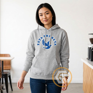 GREEK TREASURES Zeta Phi Beta Sweat-shirt pour femmes grande taille gris chiné avec imprimé lettres grecques de la sororité, respirant, 100 % coton - Product Image 2