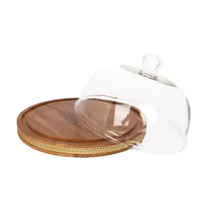 Wholesale High Quality Luxury Wedding Party Service <b>Dessert</b> Cupcake Glass Cake Stand with Glass Dome Cover - Product Image 3