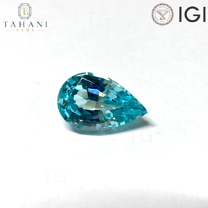 Piedras Preciosas de Granate YAG Verde Paraíba, Corte Pera, Cultivadas en Laboratorio AG, Certificadas por IGI, Sueltas, 5x7mm-8x10mm, Color Play Fire Blue, para Joyería - Product Image 2