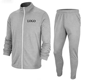 Survêtement de sport 2 pièces en coton de haute qualité avec logo personnalisé, respirant, en polyester, col montant, idéal pour l'hiver et la gym - Product Image 5