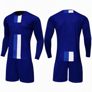 Conjunto de Camiseta y Pantalones Cortos de Fútbol Azul para Hombre, Manga Larga, Cuello Redondo, Diseño con Bloques de Color, Impresión Sublimada, Absorbe la Humedad, Deportivo, para Todas las Temporadas - Product Image 5
