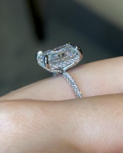 4.5 Carat Elongated Radiant Cut Lab Grown Diamond Engagement Anniversary <b>Ring</b> for Women | Hidden Halo <b>Solitaire</b> Wedding <b>Ring</b> - Product Image 6