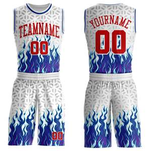 Custom Red White Basketball Uniform Set Recycled Polyester OEM Sublimation Anti-Bacterial Mesh Team Jersey Shorts - Product Image 6