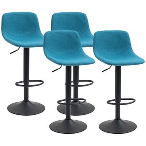 Set di 4 Sgabelli da Bar Regolabili Blu Girevoli per Cucina e Casa con Schienale Imbottito - Product Image 1