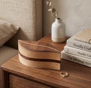 x Luxury Wooden Leaf Shaped Jewelry Box Handcrafted Solid <b>Wood</b> Storage Organizer Decorative Keepsake Ring Case Wholesale Gift - Product Image 4