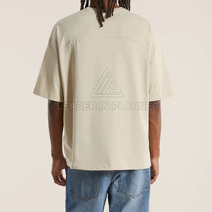 เสื้อยืดคอกลมแขนสั้นทรงโอเวอร์ไซส์สำหรับผู้ชาย สีพื้น ผ้าฝ้าย 100% ทรงลำลอง ผ้าเจอร์ซีย์ถัก ทรงปกติ ความยาวปกติ ดีไซน์เรียบ - Product Image 2