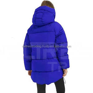 Manteau d'hiver chaud à capuche, veste longue à fermeture éclair et bouffante avec poches en nylon/laine respirantes en coton incluses, vente en gros - Product Image 6