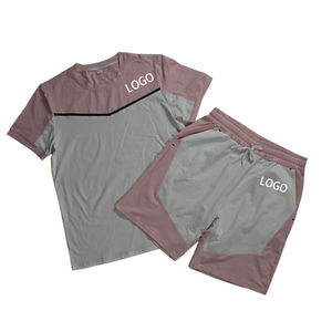 Customized 100% Cotton Terry Summer Men's 2-Piece Sports Casual Short-Sleeved <b>Set</b> - Product Image 2