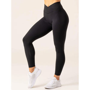 Leggings Deportivos Negros Transpirables NKD V Scrunch con Cintura Alta Plegable y Diseño en V en la Parte Trasera, Leggings de Gimnasio a la Moda para Mujer - Product Image 1