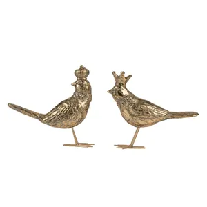 Figurine d'oiseau en laiton plaqué or avec couronne, décoration d'intérieur, thème animal, artisanat en métal moulé - Product Image 1
