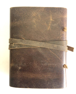 Handmade Cotton Paper <b>Leather</b> Journal with Recycled Cotton <b>Strings</b> Spine Stitching Front Flap-100 Inner Pages - Product Image 3