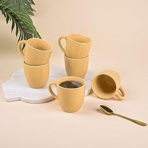 Classic Beige Vintage Style Ceramic <b>Tea</b> Cup <b>Set</b> of 4 Handmade Porcelain Coffee <b>Pots</b> Luxury & Function-Focused - Product Image 1