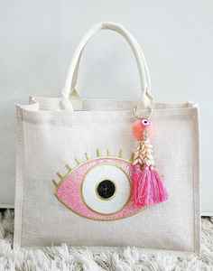 Bolso de Lona de Algodón con Diseño de Cuentas, para Compras, Libros Escolares, Viajes Diarios, Bolso Pequeño - Product Image 3