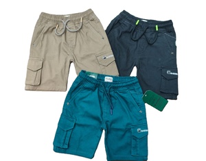 Pantalon court 100% coton pour garçon 4-10 ans Short de poche élastique décontracté avec décoration à motif pour l'impression globale - Product Image 1