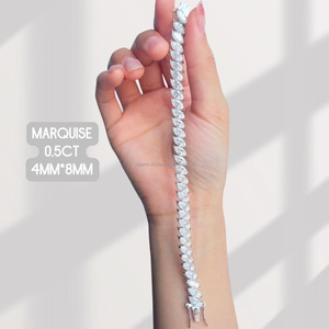 RB อัญมณีที่กำหนดเองสร้อยคอลูกแพร์เพชรสร้อยคอเทนนิส VVS Moissanite สร้อยข้อมือเพชรขนาดใหญ่สไตล์โรแมนติกเครื่องประดับทอง14K เสน่ห์ดี - Product Image 2