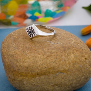 925 Sterling Silver Natural Black Onyx <b>Evil</b> <b>Eye</b> Design <b>Ring</b> Vintage Geometric Pattern Gemstone <b>Rings</b> Wholesale Jewelry - Product Image 6
