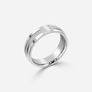 Bague de mariage de luxe pour homme EtherStar 0,45 ct en diamant de laboratoire, en or, double T, micro-pavé, style éternité - Product Image 2