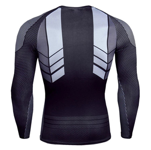 Haut de sport pour homme à manches longues, protection anti-UV, impression intégrale par sublimation, en spandex et polyester, séchage rapide, pour MMA, BJJ, gym, personnalisable. - Product Image 3