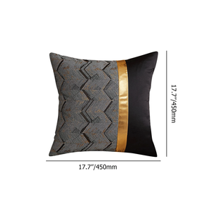 18 ''X 18'' Housse de coussin décorative de protection de coussin en soie noir et or moderne - Product Image 5