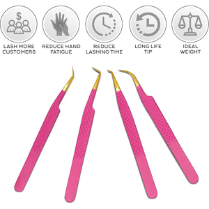 Pink/Gold Color Fish Design Eyelash Tweezers Sets Lash Extensions False Volume Angled Tweezer Precision Beauty <b>Tool</b> for Salon - Product Image 2