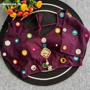 Blusa de seda romana de alta calidad con múltiples hilos y trabajo de espejo real, corte princesa, acolchada y con mangas acolchadas hasta el codo, suministro al por mayor - Product Image 2